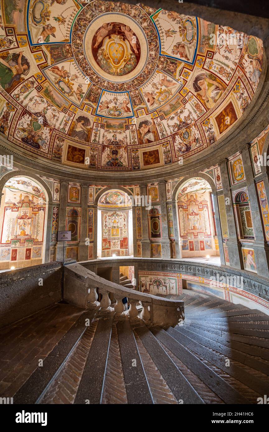 Escalier de la Villa Farnese à Caprarola Banque D'Images