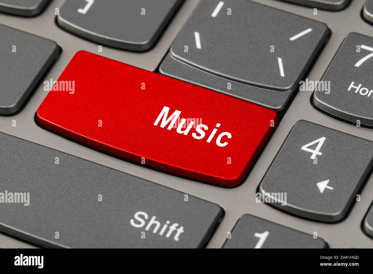 Ordinateur portable clavier avec touche de musique Banque D'Images