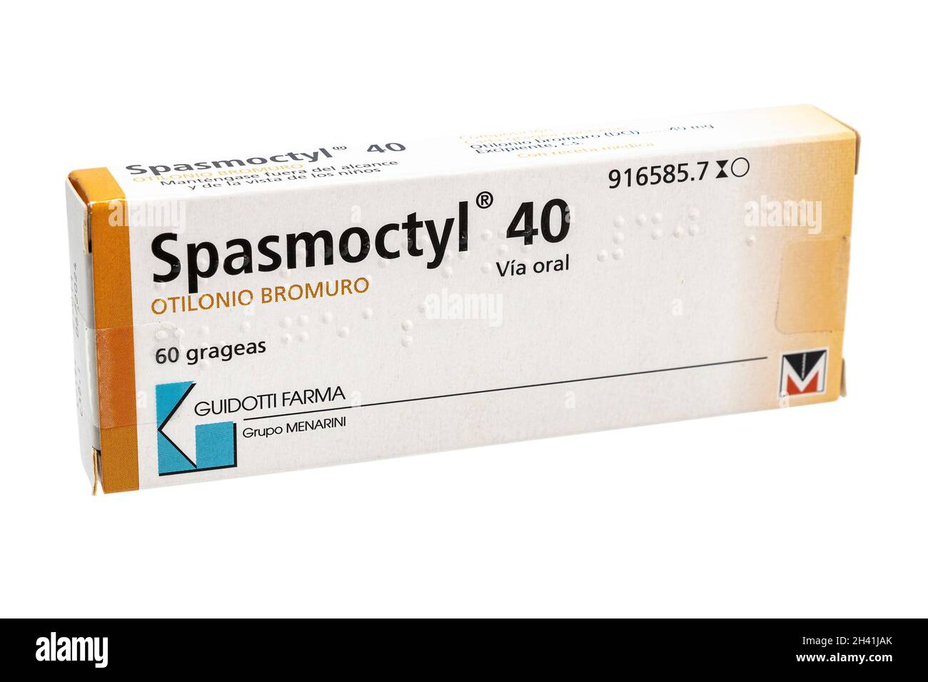 Huelva, Espagne - 29 octobre 2021 : boîte espagnole de SPASMOCTYL 40.Le