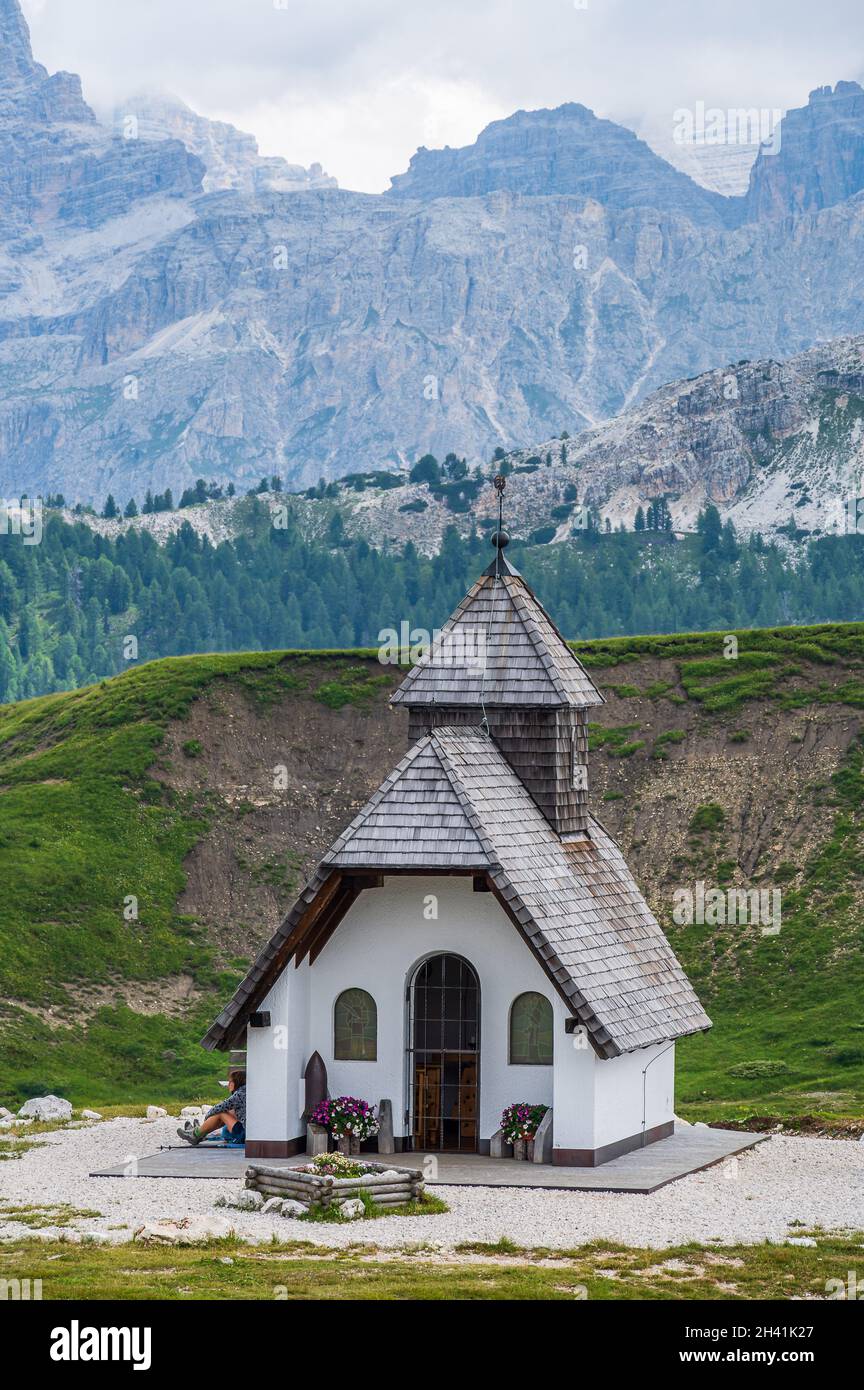 Chapelle alpine à Pralongia Banque D'Images