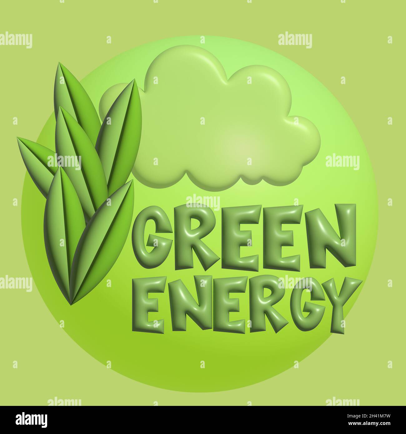 Illustration 3D Green Energy Eco friendly concept pour un style de vie durable. Banque D'Images
