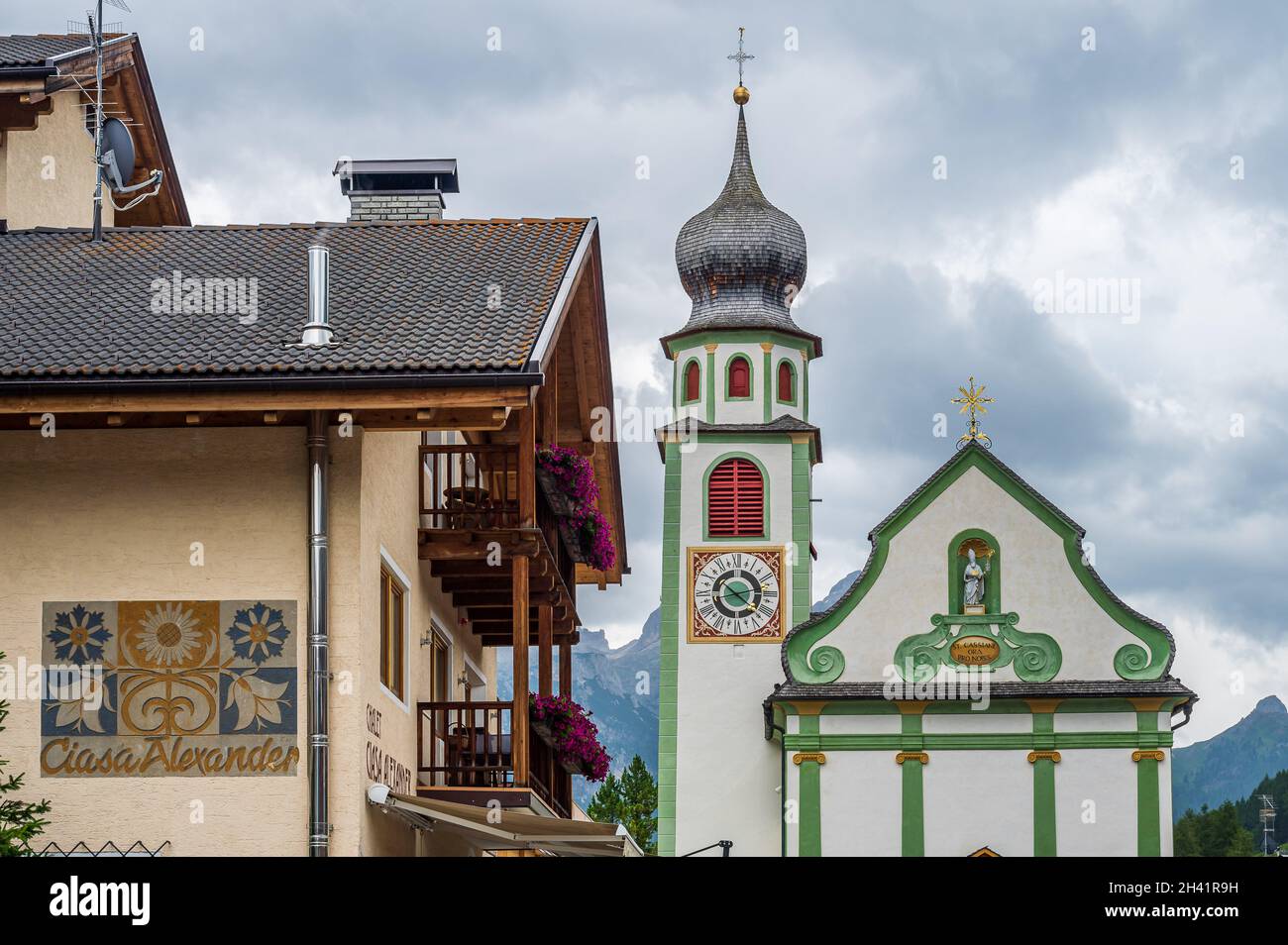 Église de San Cassiano, Val Badia Banque D'Images