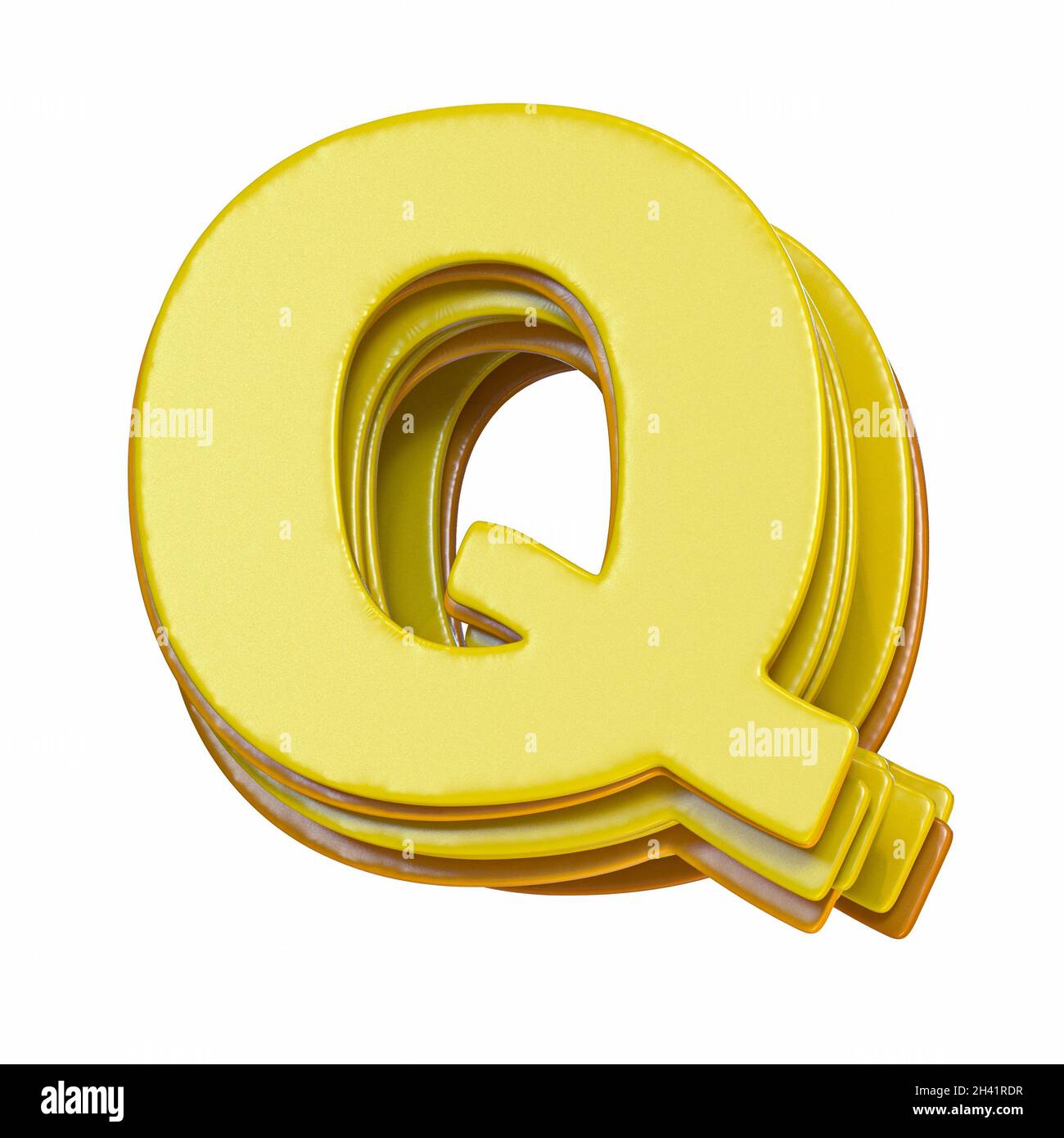Police jaune lettre Q 3D Banque D'Images