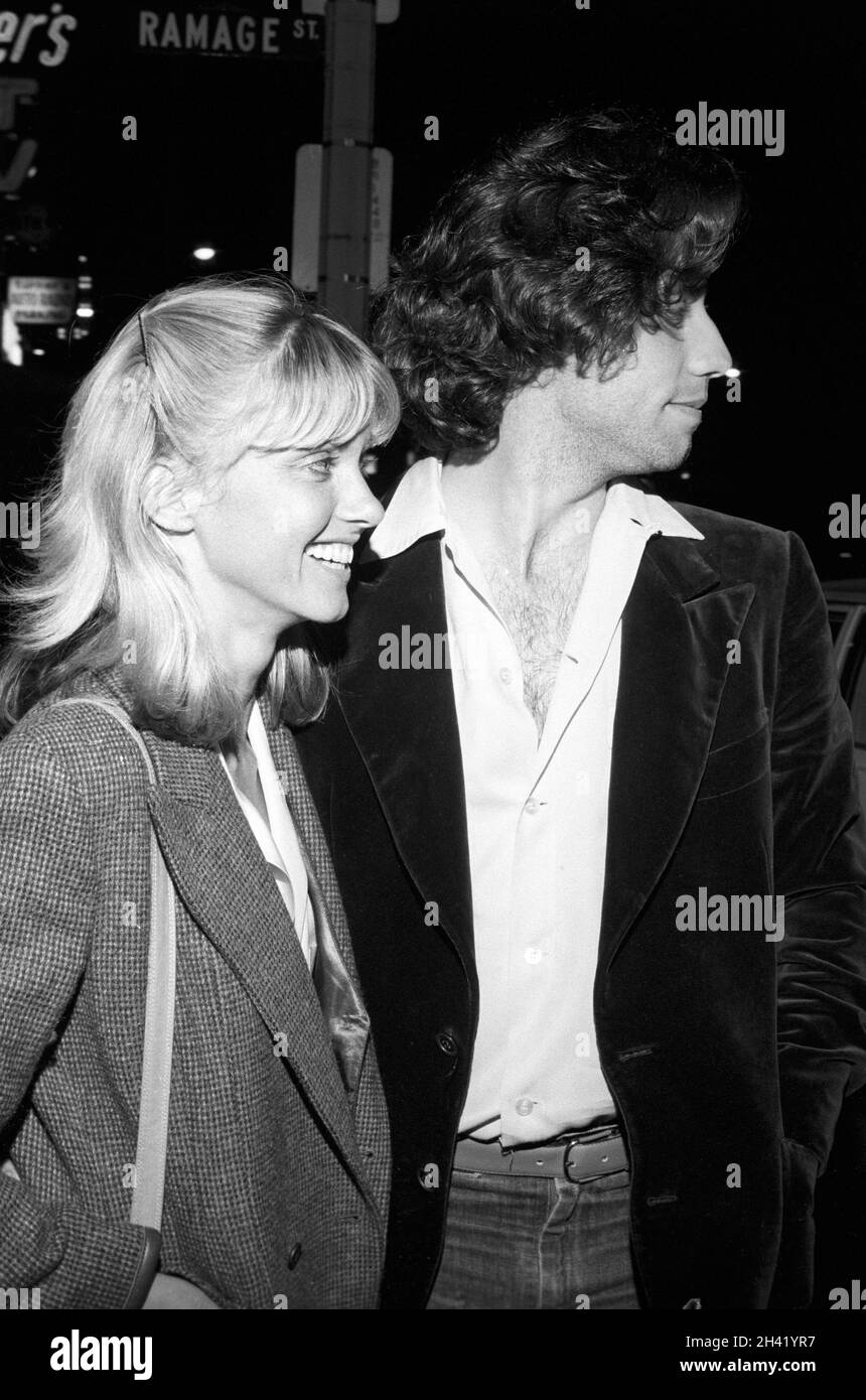 Olivia Newton-John et John Travolta au restaurant Palm à Beverly Hills le 5 avril 1978 crédit : Ralph Dominguez/MediaPunch Banque D'Images