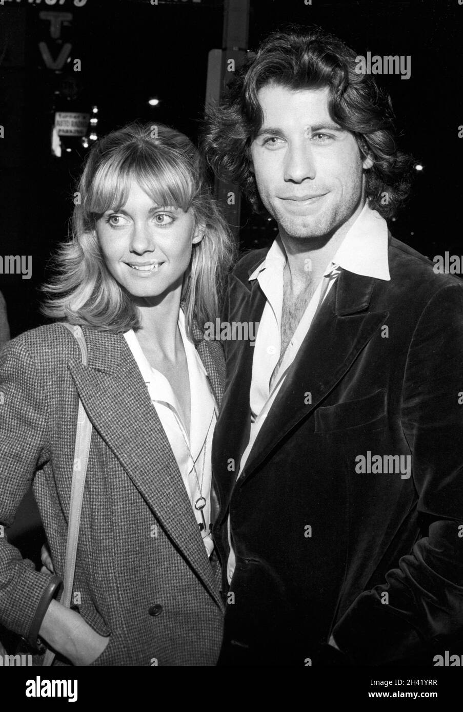 Olivia Newton-John et John Travolta au restaurant Palm à Beverly Hills le 5 avril 1978 crédit : Ralph Dominguez/MediaPunch Banque D'Images