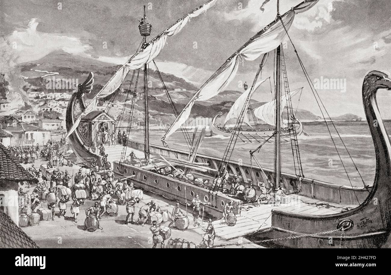 La révolte des Carausiens.Un épisode de l'histoire romaine au cours duquel le commandant militaire Marcus Aurelius Mausaeus Valerius Carausius, d.293 AD, saisi la flotte romaine à Boulogne et s'est déclaré empereur sur la Grande-Bretagne et le nord de la Gaule. Banque D'Images