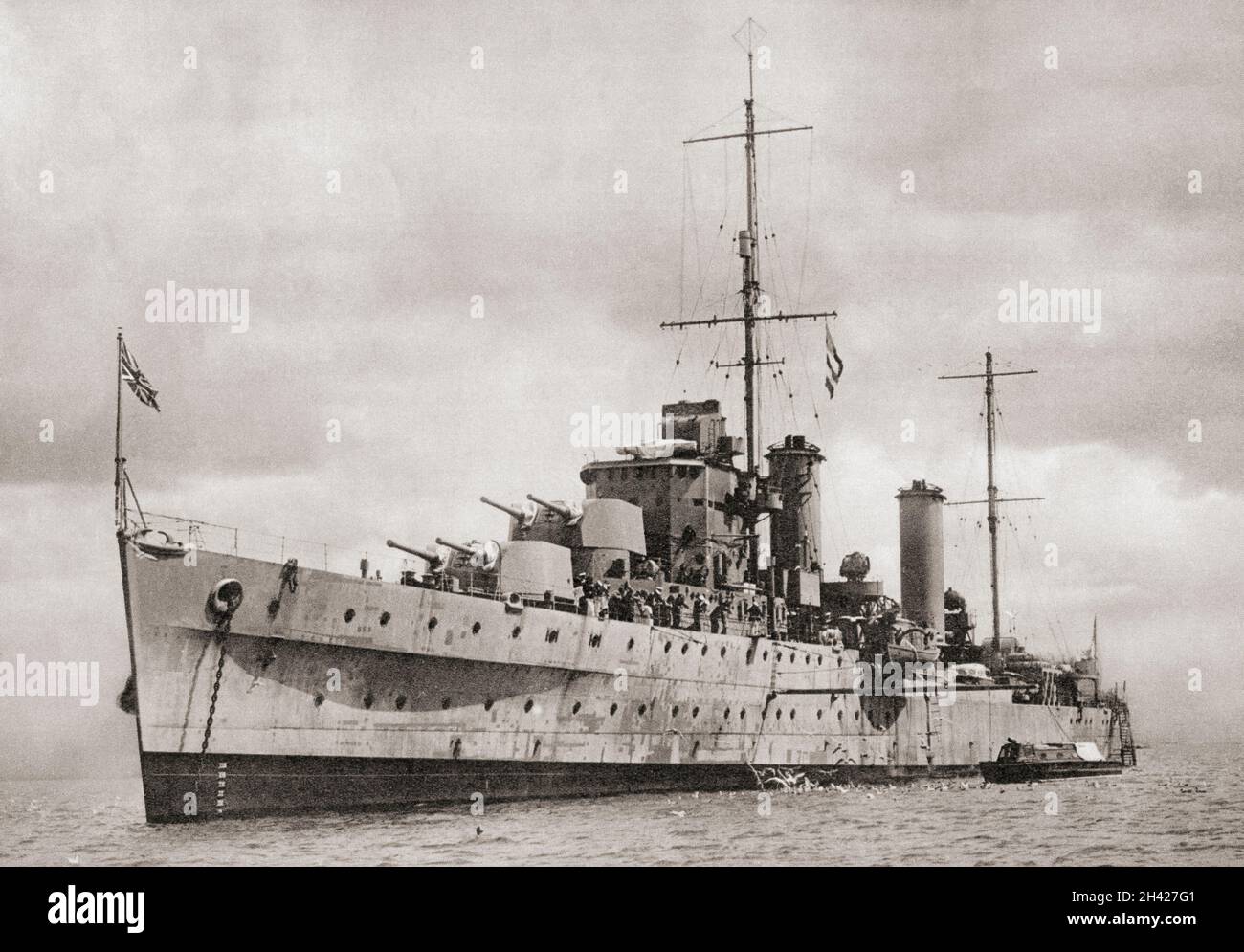 HMS Aurora, un croiseur léger de classe Aretusa qui a vu le service pendant la première Guerre mondiale de navires de guerre britanniques, publié en 1940 Banque D'Images