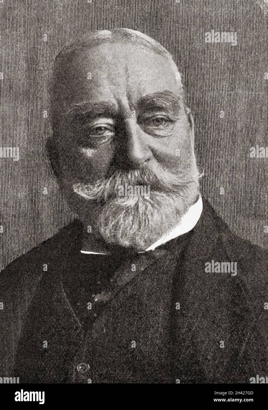 Sir Francis Cowley Burnand, 1836–1917, habituellement connu sous le nom de F. C. Burnand.Auteur de bandes dessinées anglais et dramaturge prolifique, mieux connu aujourd'hui comme le librettiste de l'opéra Cox et Box d'Arthur Sullivan.Du monde et de sa femme, publié en juin 1906. Banque D'Images