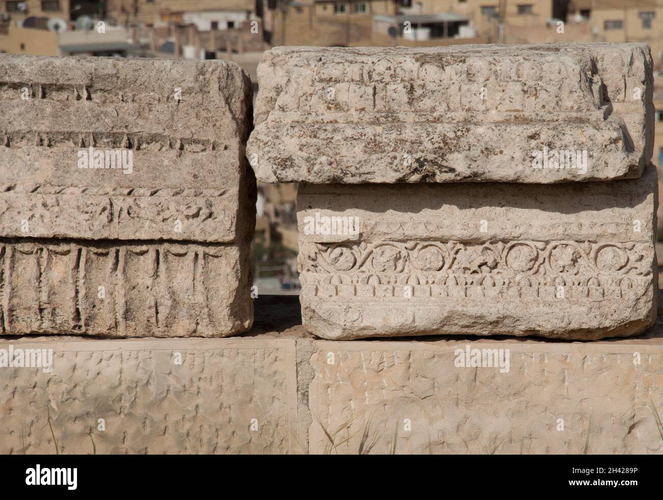 Vestiges romains (détails), la Citadelle, Amman, Jordanie, Moyen-Orient Banque D'Images
