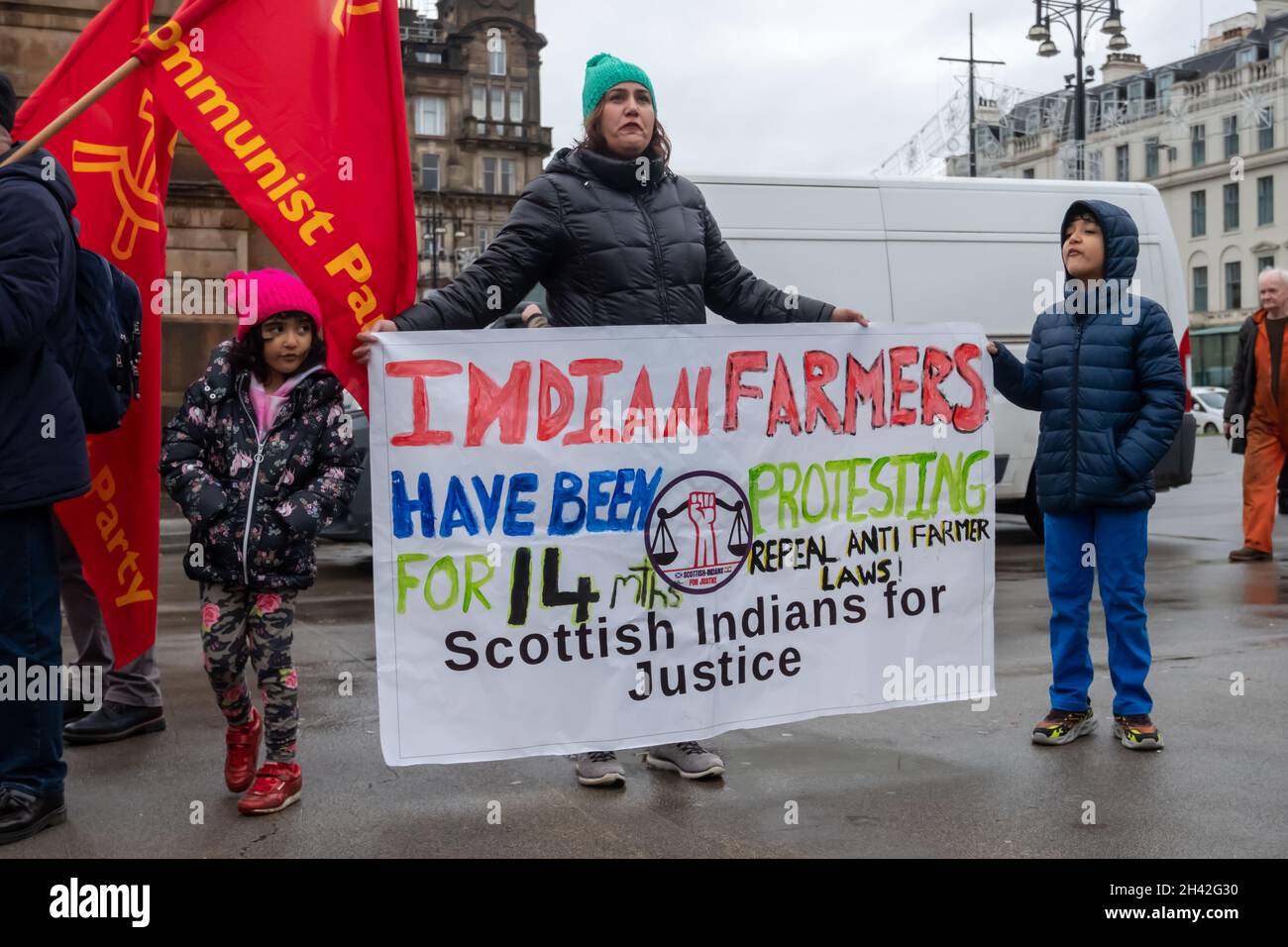 Glasgow, Écosse, Royaume-Uni.31 octobre 2021: Les gens se réunissent sur la place George pour protester contre le Premier ministre indien Narendra Modi.Credit: SKULLY/Alay Live News Banque D'Images