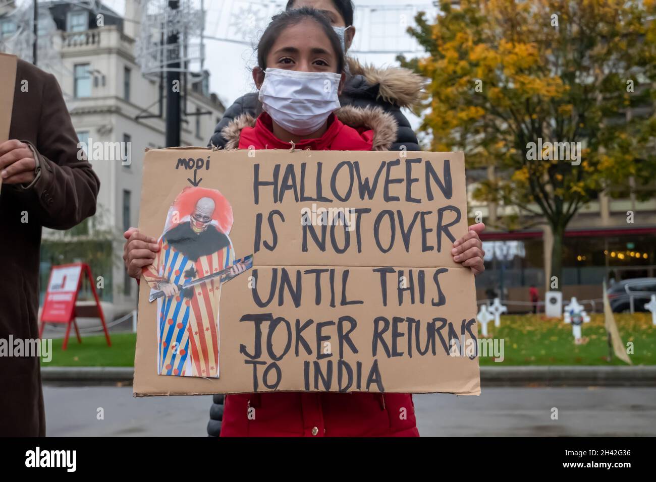 Glasgow, Écosse, Royaume-Uni.31 octobre 2021: Les gens se réunissent sur la place George pour protester contre le Premier ministre indien Narendra Modi.Credit: SKULLY/Alay Live News Banque D'Images