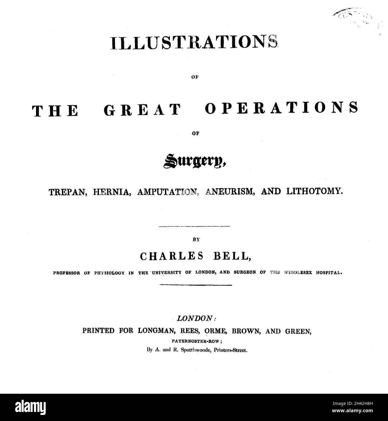 Page de titre de 'illustrations des grandes opérations de chirurgie', 1820 Banque D'Images