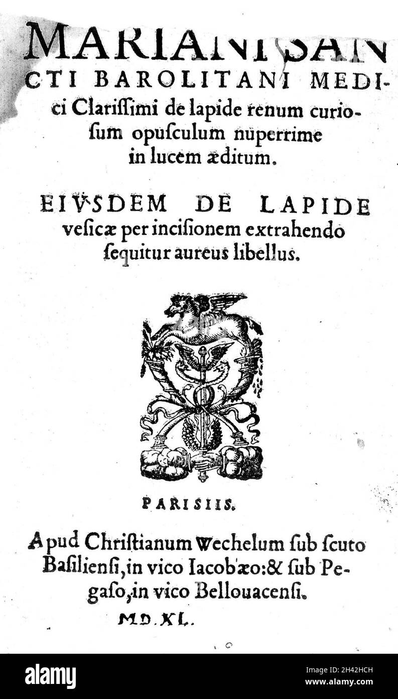 Marianus Sanctus ' de lapide', 1540; page de titre Banque D'Images