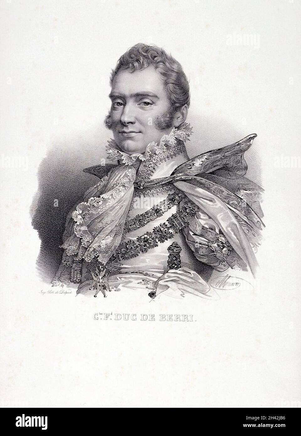 Charles-Ferdinand d'Artois, Duc de Berry.Lithographie de Nicolas-Eustache Maurin. Banque D'Images