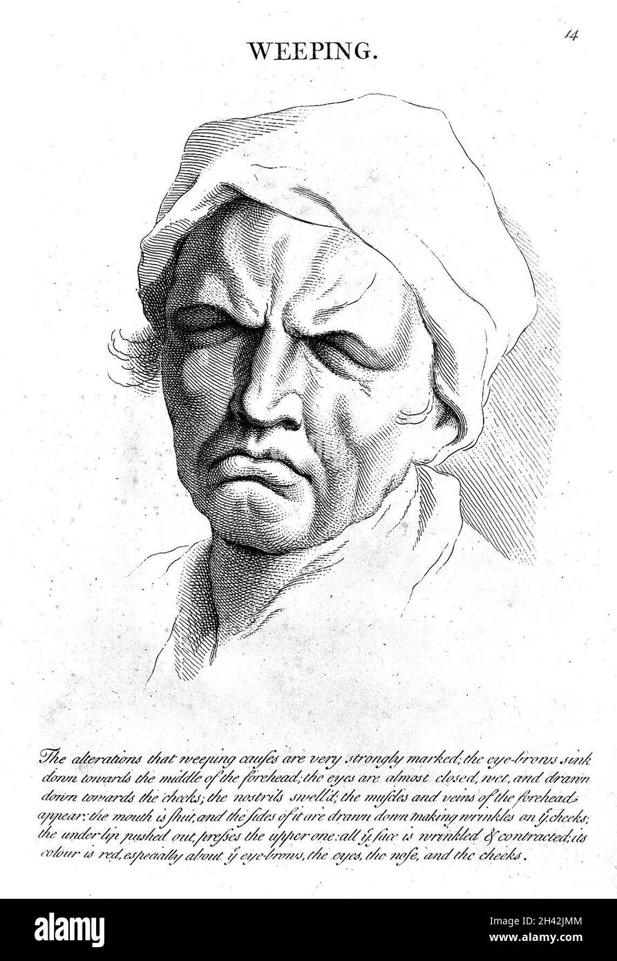 « weeping » du Brun, Heads.Représentant les diverses passions de l'âme..., vers 1760 Banque D'Images