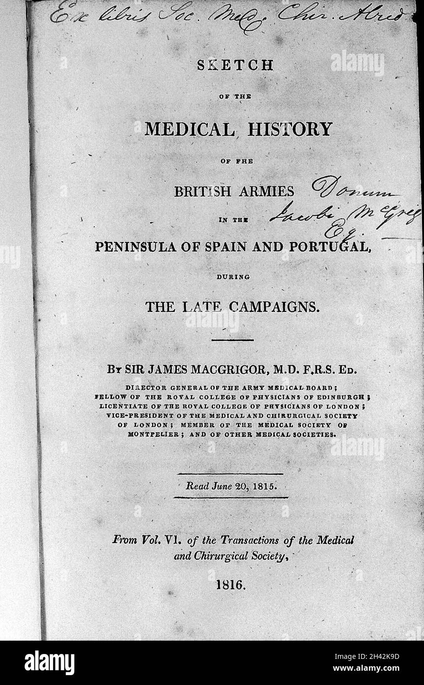 J. MacGrigor; esquisse de l'histoire médicale des Britanniques... Banque D'Images