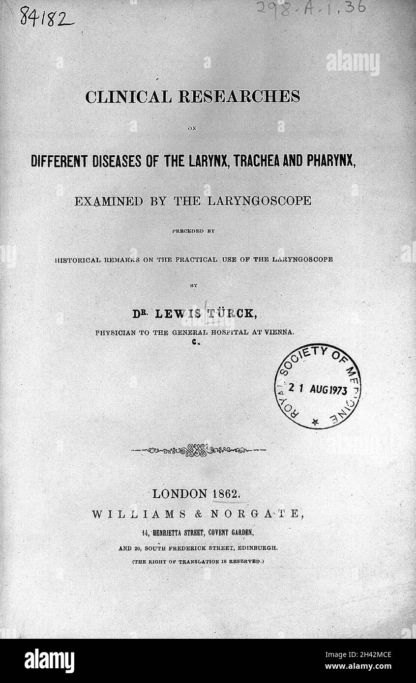 Tuerck, recherche clinique sur différentes maladies... Banque D'Images