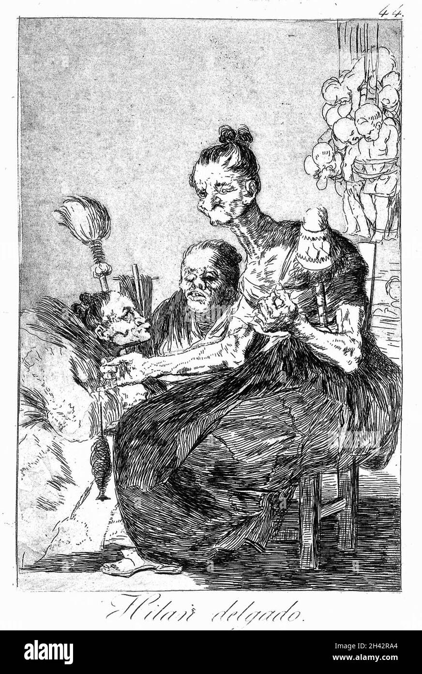 F.J. de Goya y Lucientes,'Hilan delgado', de la série 'Los Caprichos' Banque D'Images