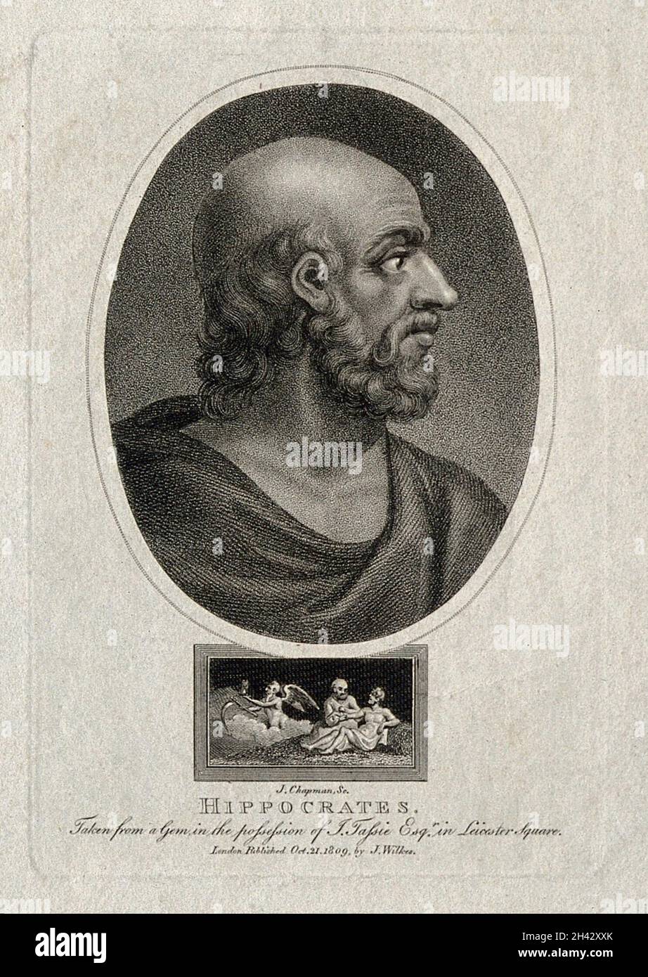 Hippocrates.Gravure à l'aide de crépons par J. Chapman, 1809. Banque D'Images