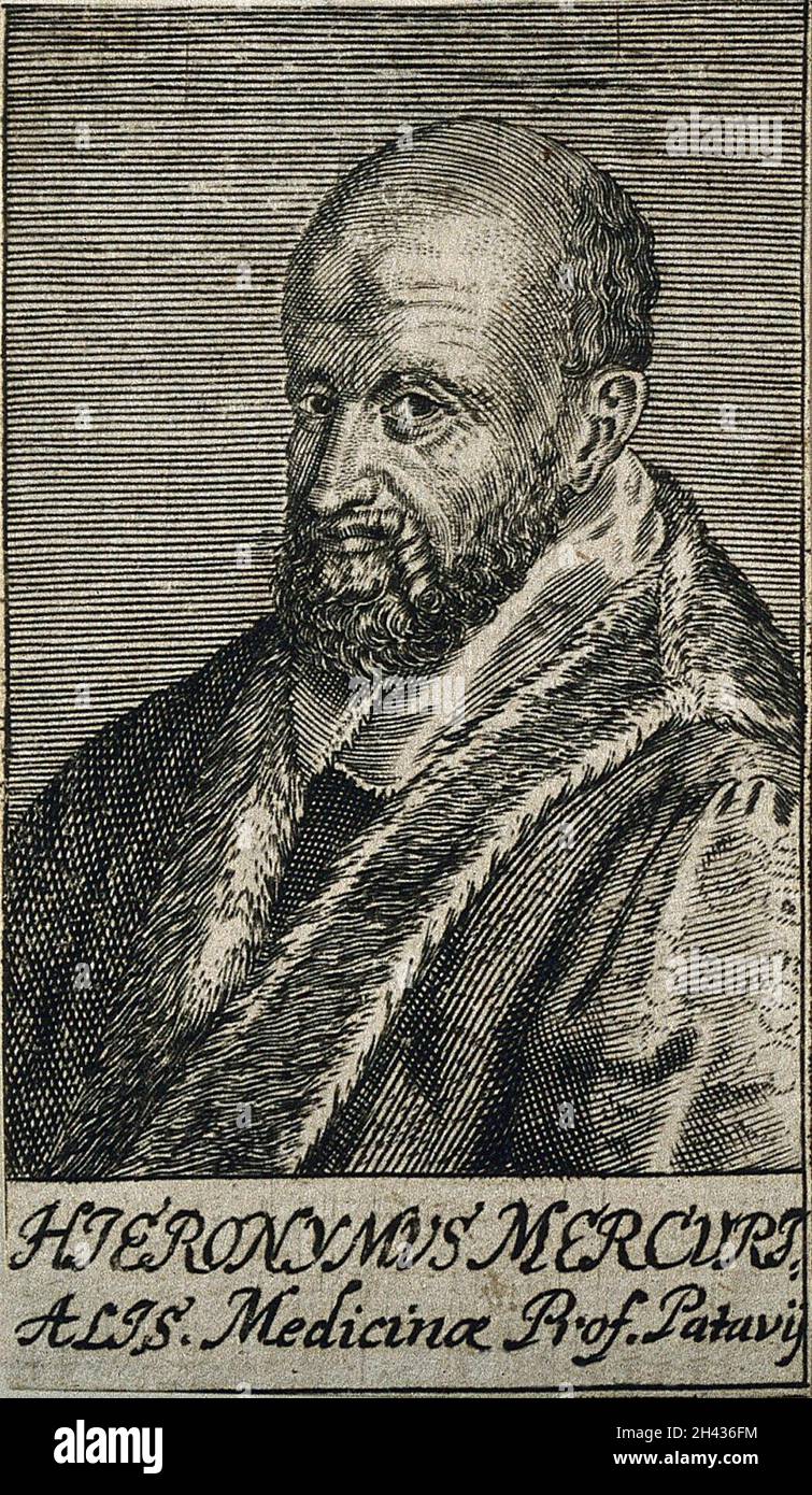 Hieronymus Mericurialis.Gravure de ligne, 1688. Banque D'Images