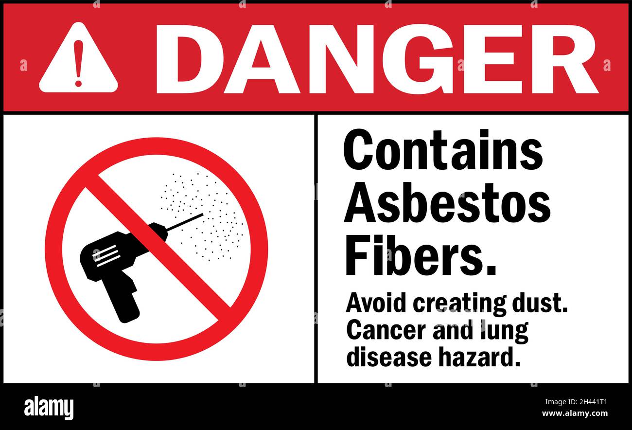 Signe de danger.Contient des fibres d'amiante présentant un risque de cancer.Signes et symboles de l'établissement. Illustration de Vecteur