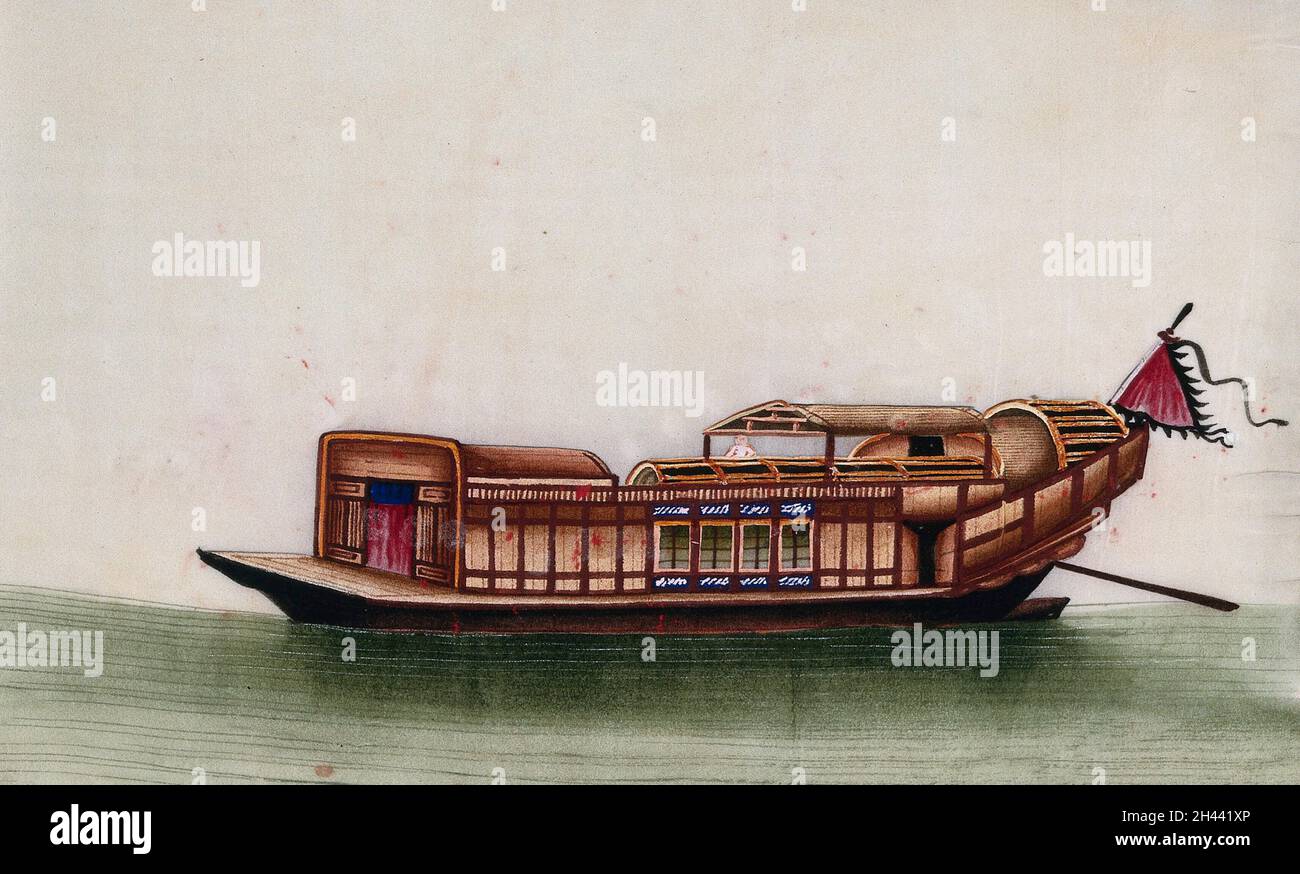 Un bateau chinois.Peinture par un artiste chinois, ca.1850 Photo Stock -  Alamy