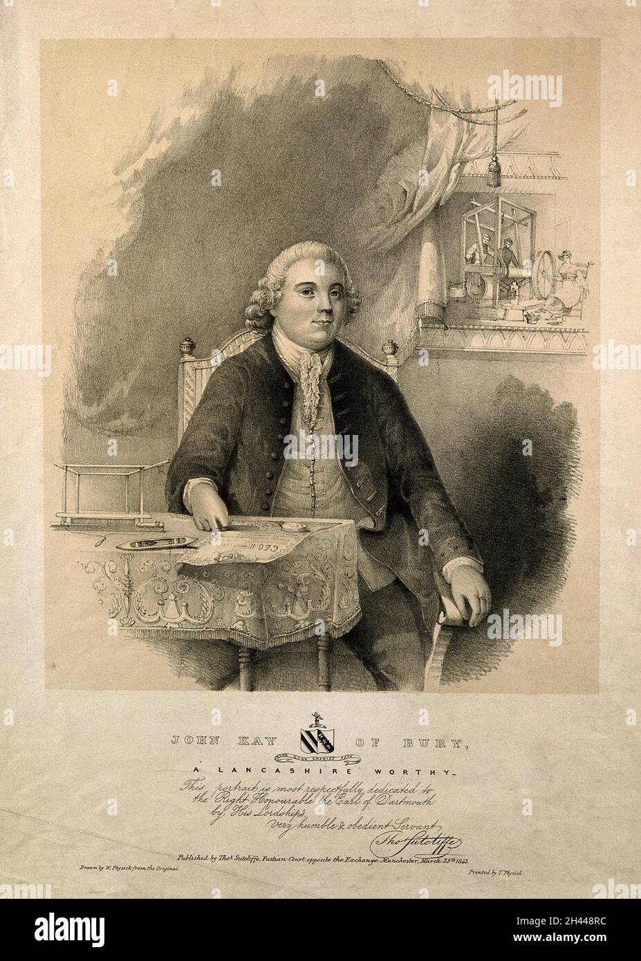 John Kay.Lithographie par W. Physick, 1843. Banque D'Images