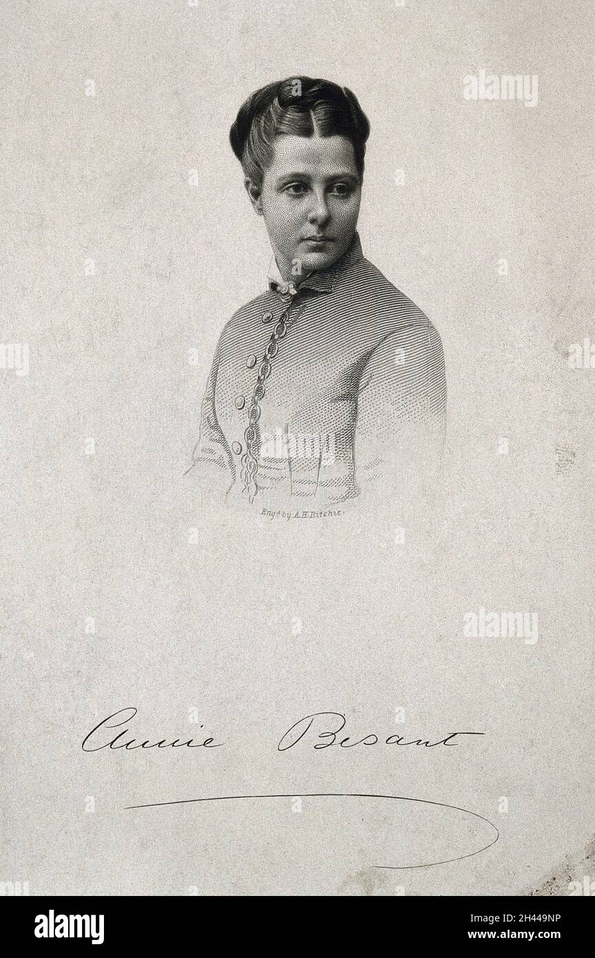 Annie Besant.Gravure à l'aide de crépi par A. H. Ritchie. Banque D'Images