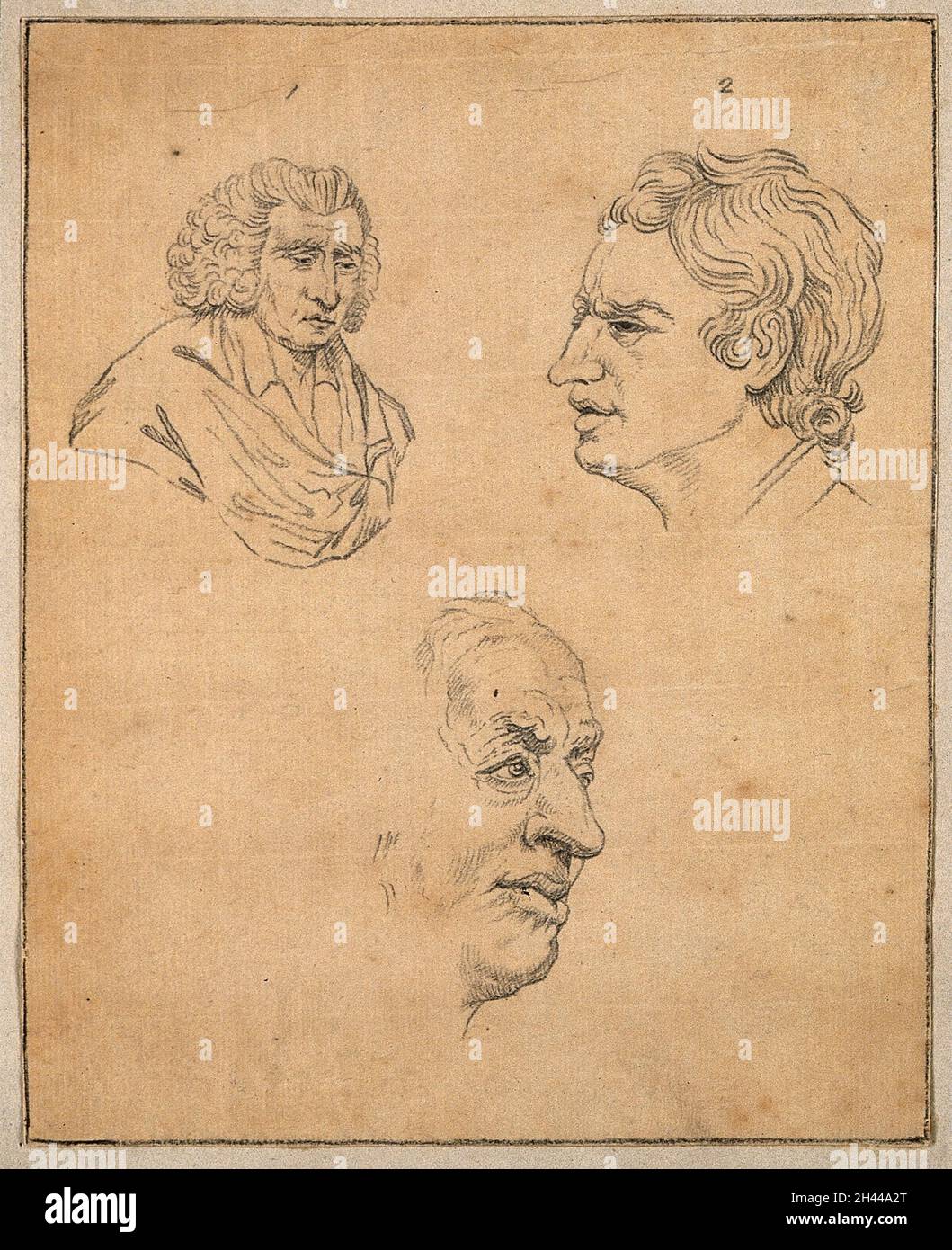Samuel Johnson : trois portraits.Dessin, c.1789. Banque D'Images