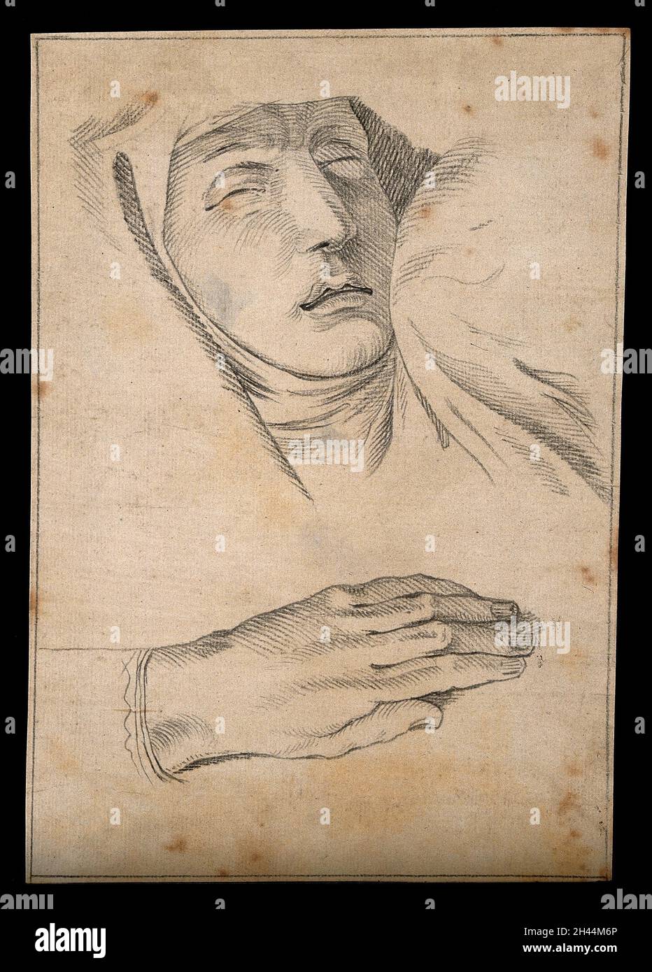 Une femme aux yeux fermés.Dessin, c.1791, après Raphaël. Banque D'Images