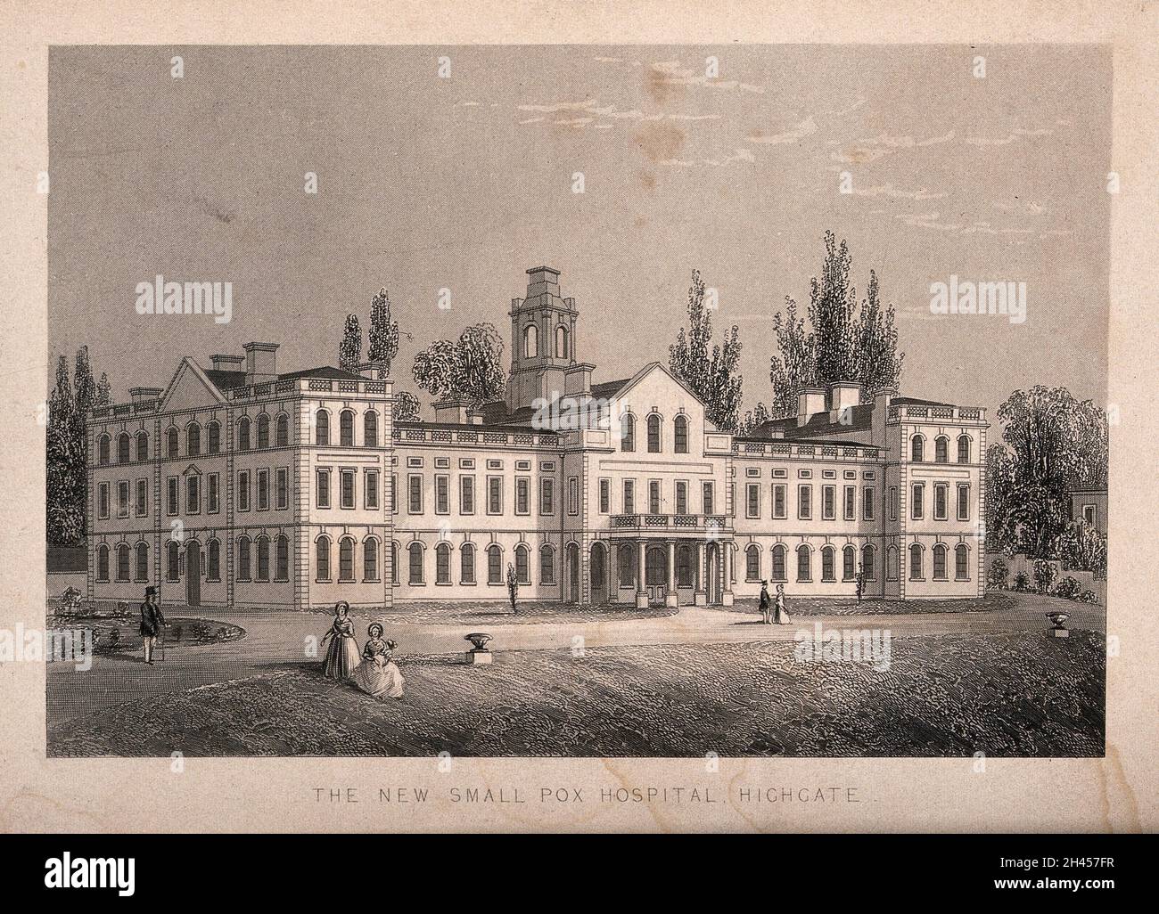 L'hôpital de Smallpox, Highgate, Middlesex.Gravure de ligne. Banque D'Images