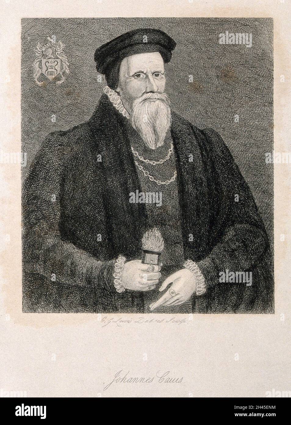 John Caius.Gravure de C. G. Lewis. Banque D'Images