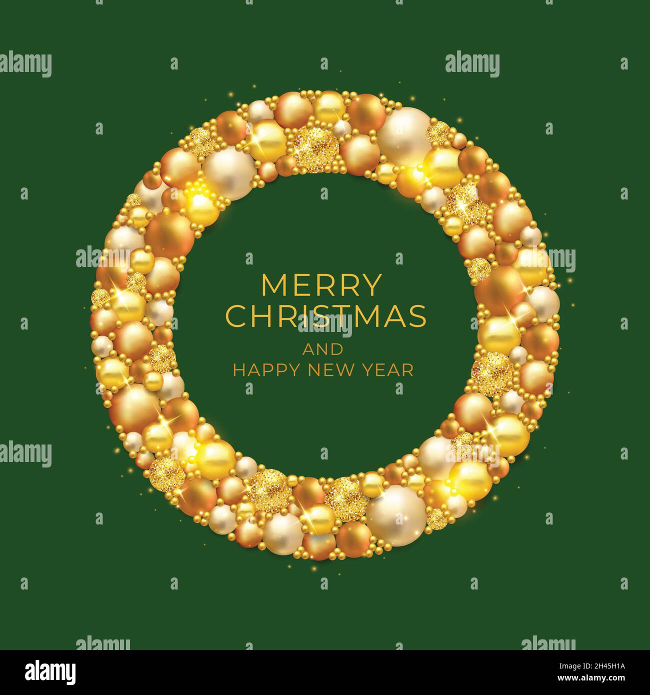 couronne de noël ornée de décorations dorées motif vectoriel Illustration de Vecteur