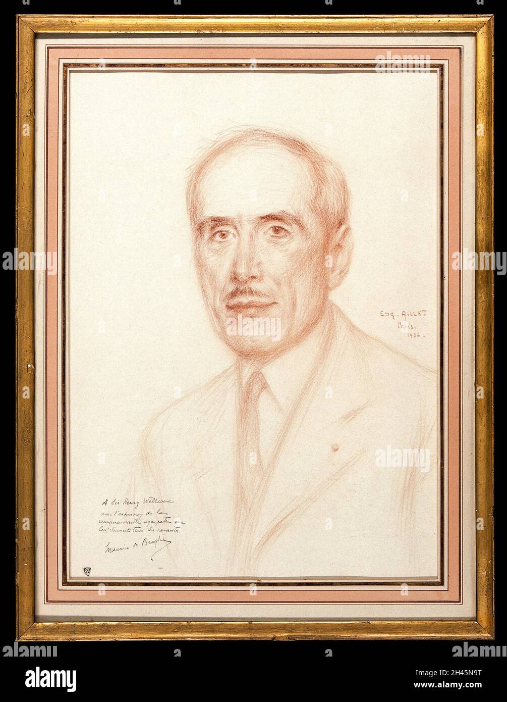 Maurice de Broglie, Duc de Broglie, membre de l'Institut Français.Dessin d'Edgard Aillet, 1936. Banque D'Images