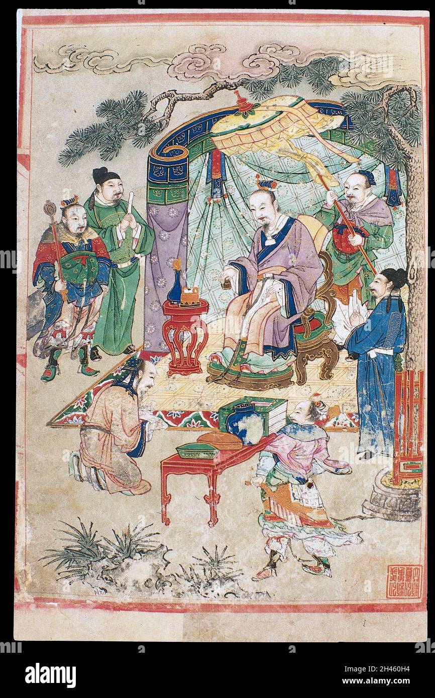 L'empereur jaune transmet des livres médicaux à Lei Gong Banque D'Images