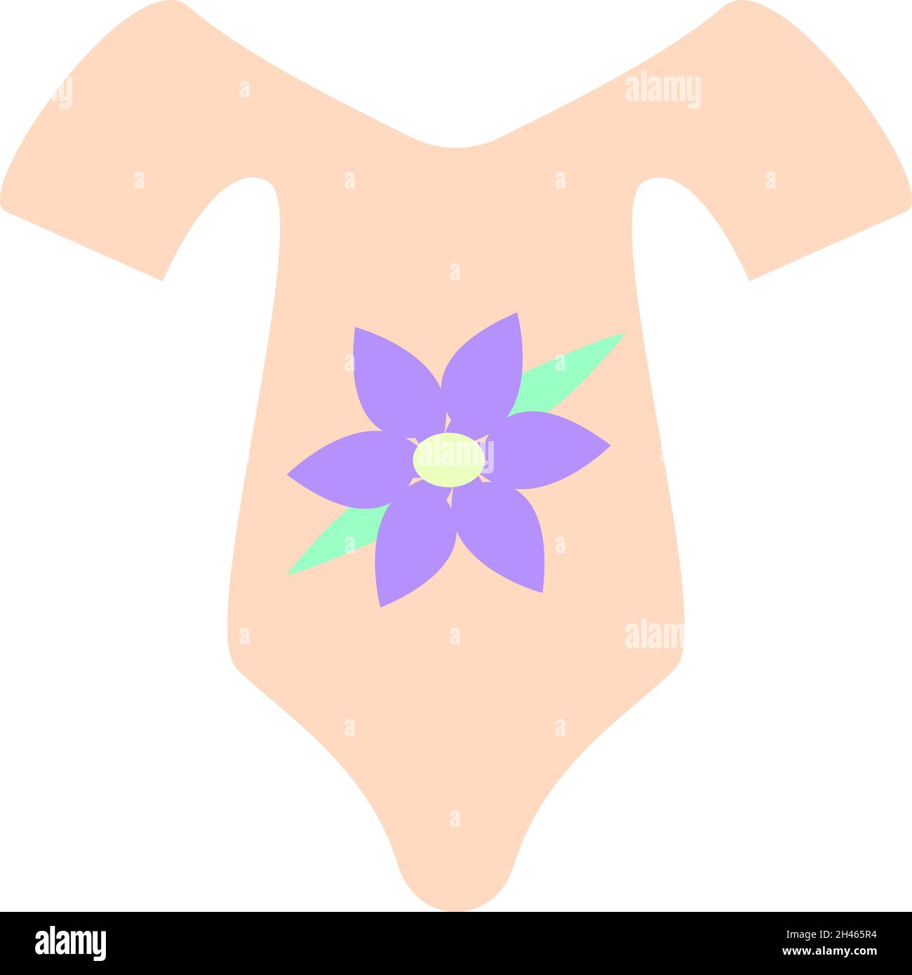 Combinaison de bébé orange avec fleur pourpre, illustration, vecteur, sur fond blanc. Illustration de Vecteur