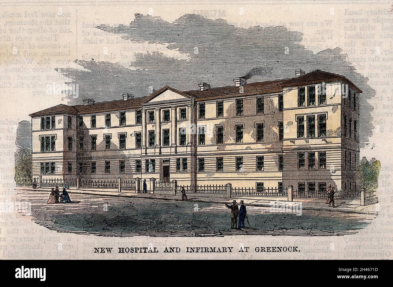 New Hospital and Infirmary, Greenock, Renfrew, Écosse.Gravure en bois de couleur, 1869. Banque D'Images