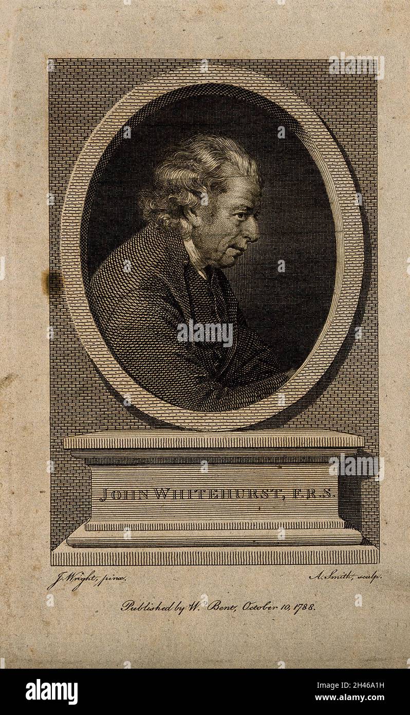 John Whitehurst.Gravure de lignes par A. Smith après J. Wright. Banque D'Images