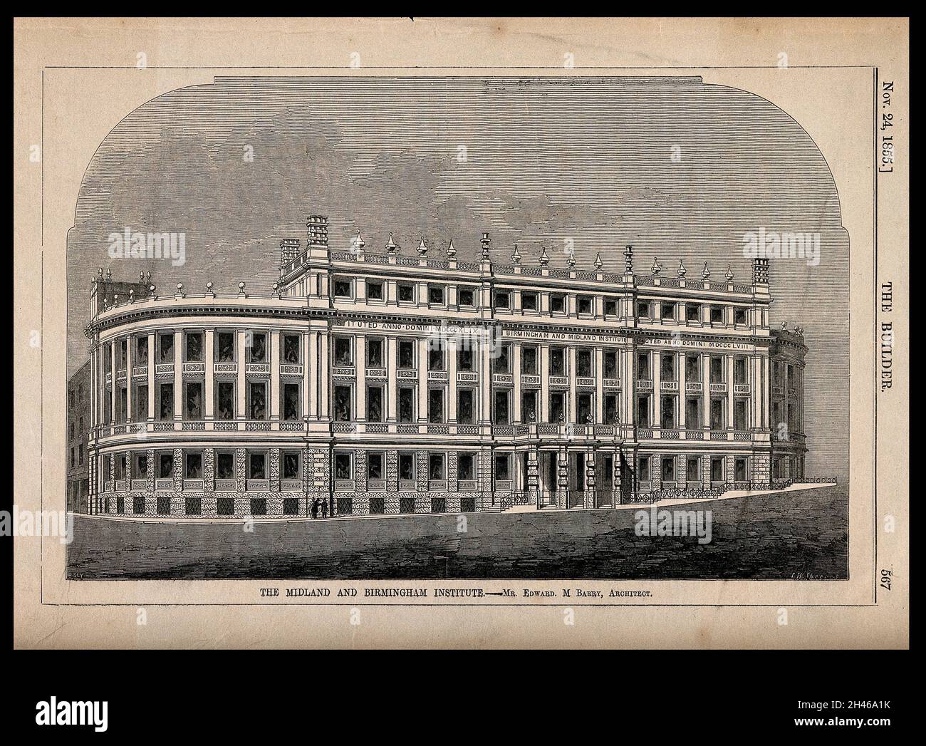 Le Midland and Birmingham institute.Gravure en bois par C.W.Sheeres après B. Sly après E.M.Barry. Banque D'Images