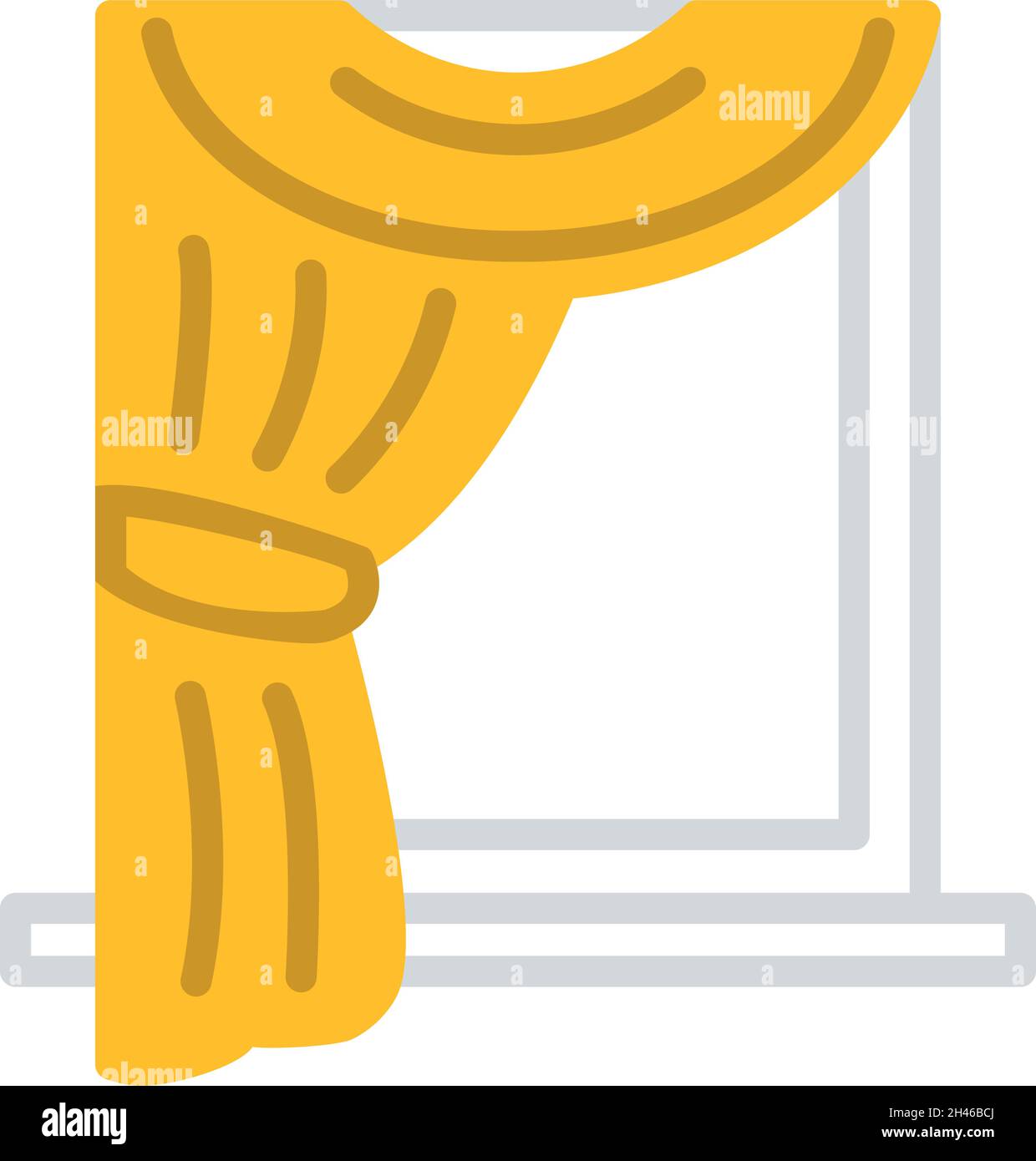 Rideau jaune d'un côté, illustration, vecteur, sur fond blanc. Illustration de Vecteur