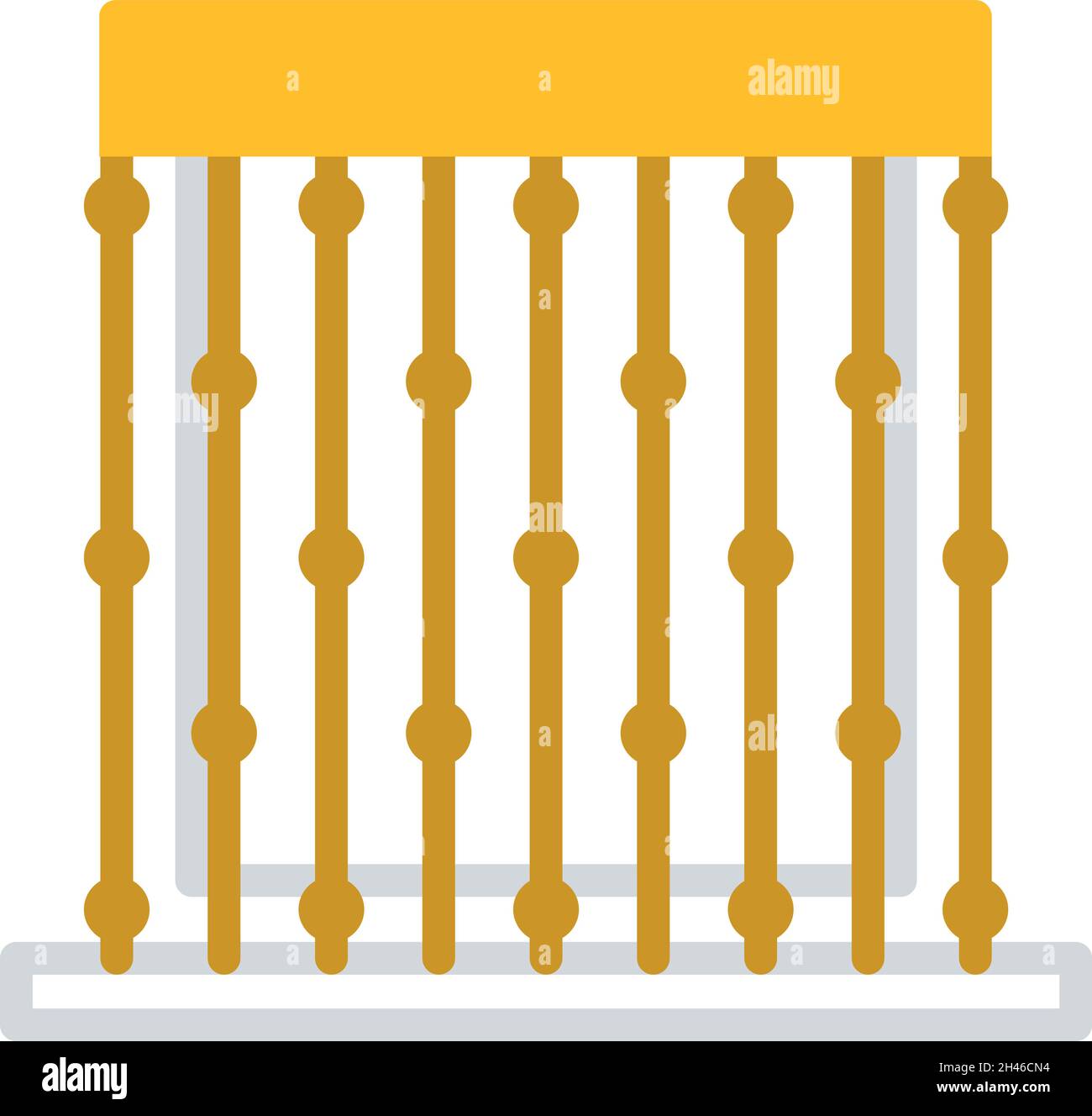 Silky Golden intéressant rideau, illustration, vecteur, sur un fond blanc. Illustration de Vecteur