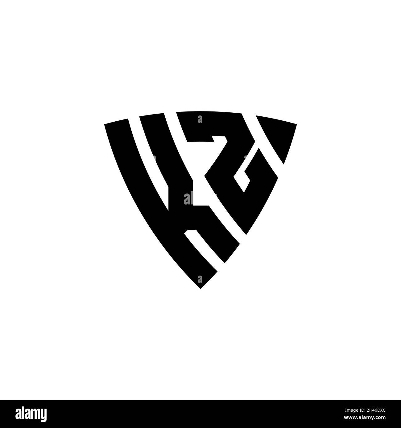 Lettre du logo KZ Monogram avec un motif en forme de triangle et de bouclier isolé sur fond blanc.Logo triangle monogramme, logo bouclier monogramme, triangle s. Illustration de Vecteur