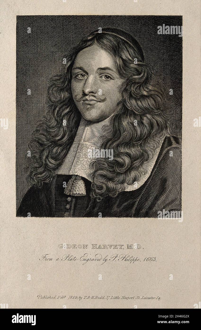 Gideon Harvey.Gravure de ligne, 1822, d'après P. Philippe. Banque D'Images