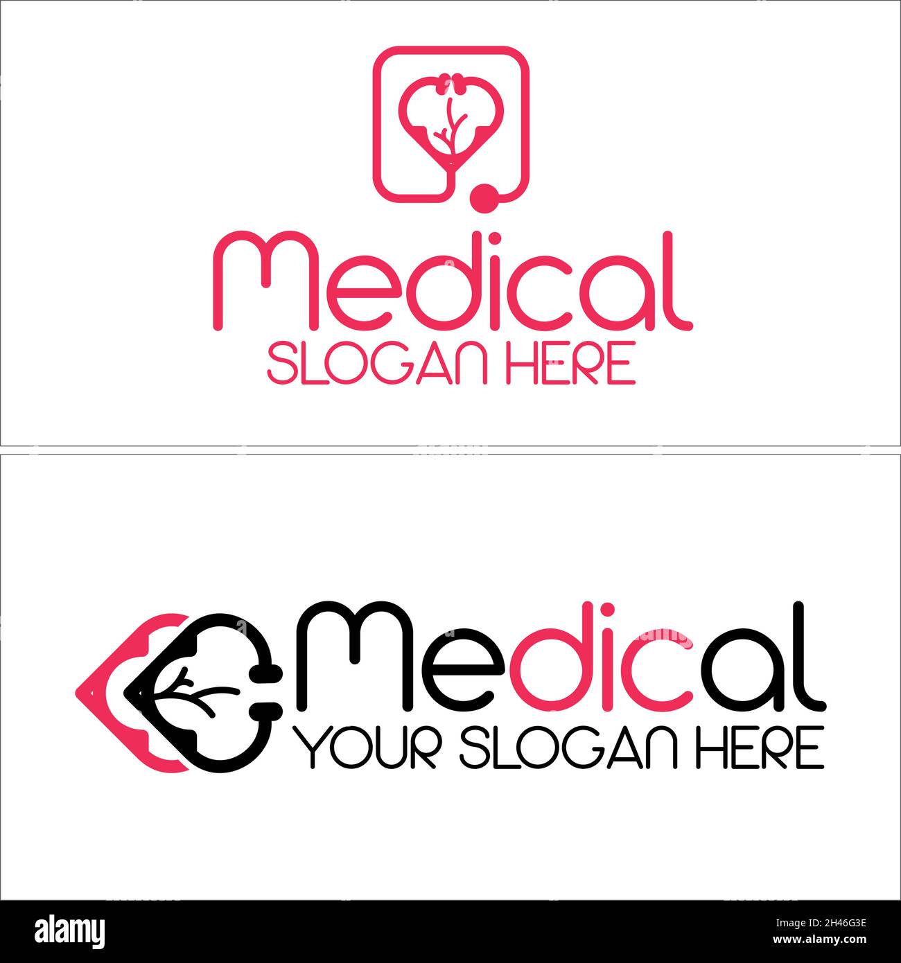 Moderne clinique de cardiologie médicale médecin stéthoscope logo design Illustration de Vecteur
