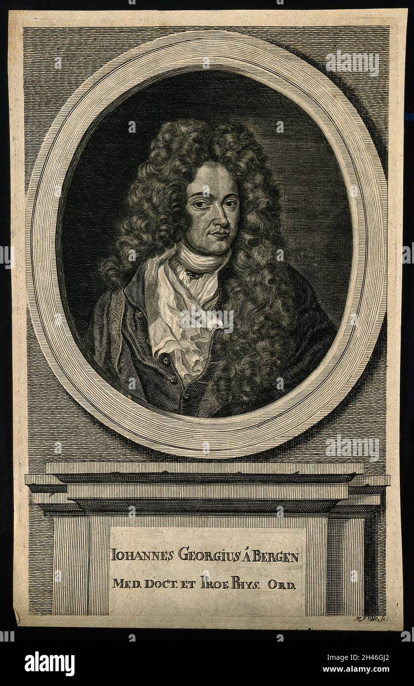 Johann Georg Bergen.Gravure de lignes par H. J. Otto, 1707. Banque D'Images