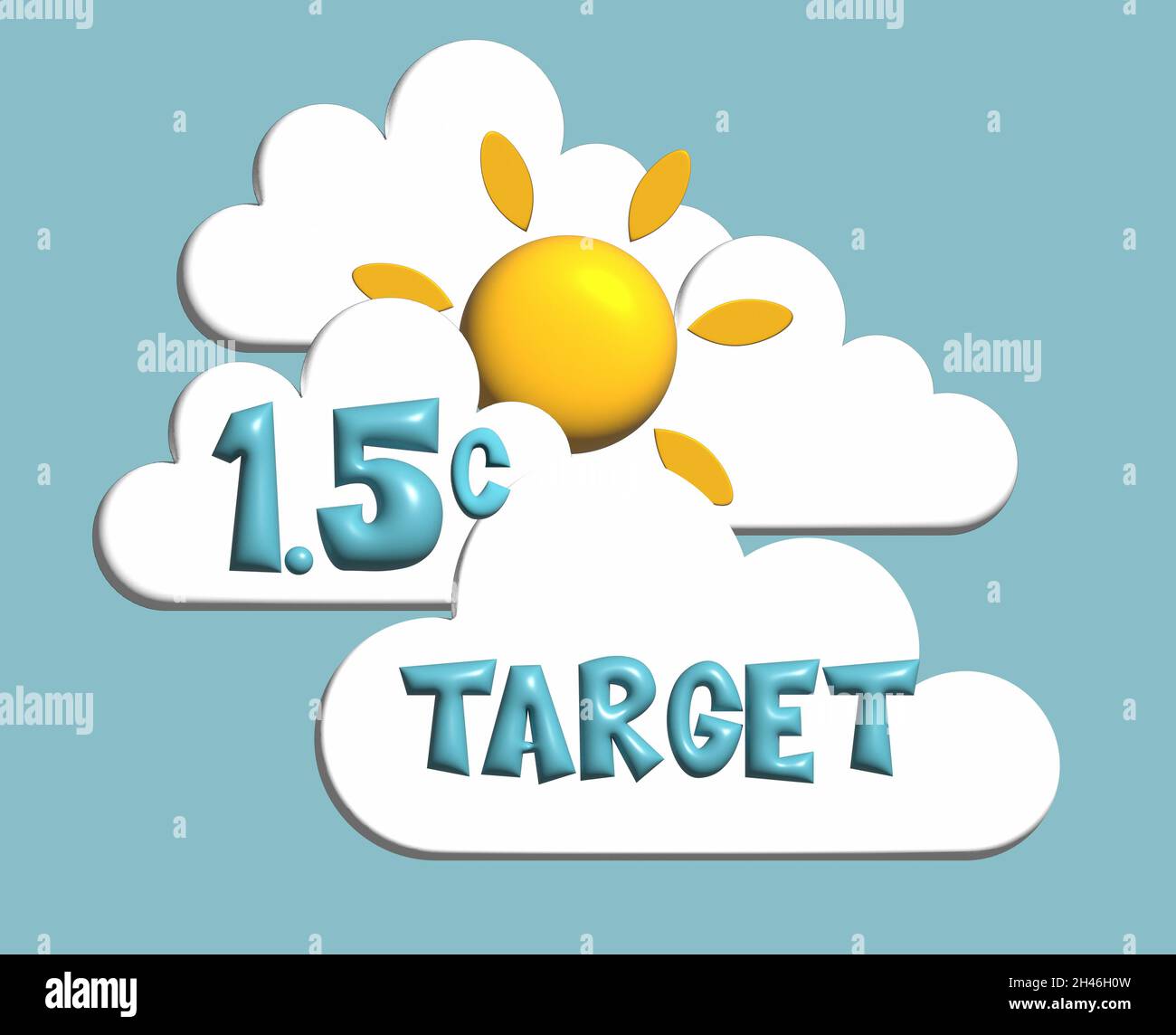 3D 1.5c limite cible pour le réchauffement climatique, concept de changement climatique Banque D'Images