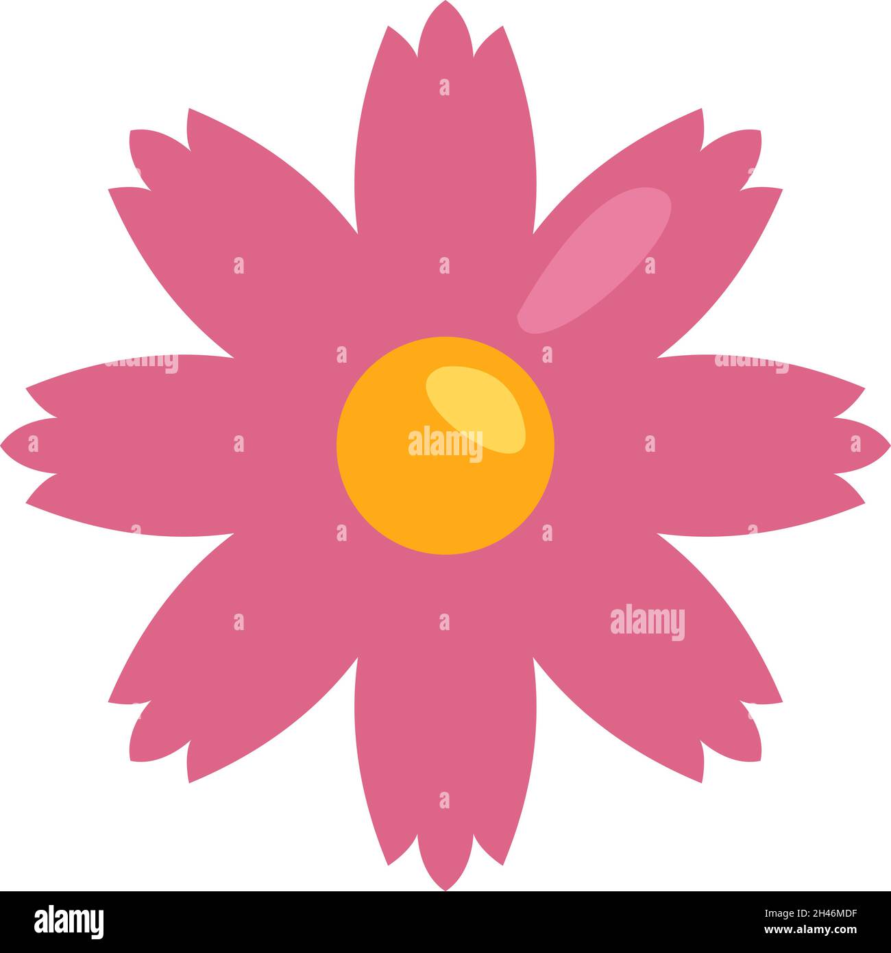 Fleur rose vif, illustration, vecteur, sur fond blanc. Illustration de Vecteur