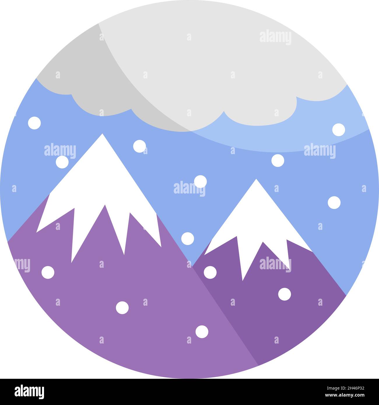 Deux montagnes dans la neige, illustration, vecteur, sur fond blanc. Illustration de Vecteur