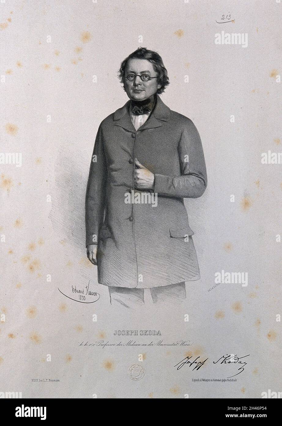 Joseph Skoda.Lithographie par E. Kaiser, 1850. Banque D'Images