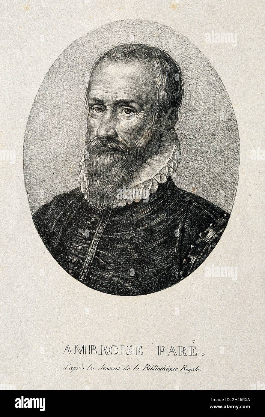 Ambroise Paré.Lithographie de Chrétien. Banque D'Images